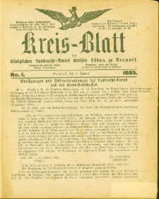 Kreis-Blatt des Königlichen Landraths-Amtes Kreises Löbau. z Neumark, 1885, nr 1