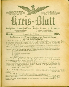 Kreis-Blatt des Königlichen Landraths-Amtes Kreises Löbau. z Neumark, 1885, nr 6