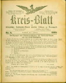Kreis-Blatt des Königlichen Landraths-Amtes Kreises Löbau. z Neumark, 1885, nr 6