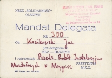 Mandat delegata do MKZ - OLsztyn