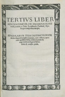 Tertivs Liber Sententiarvm : De Incarnatione verbi, textus
