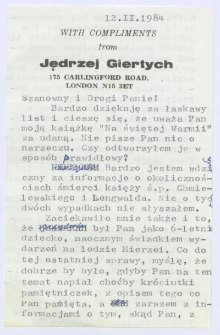 List Jędrzeja Giertycha do Jana Chłosty (1984). [1]