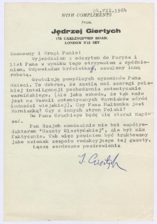 List Jędrzeja Giertycha do Jana Chłosty (1984). [3]