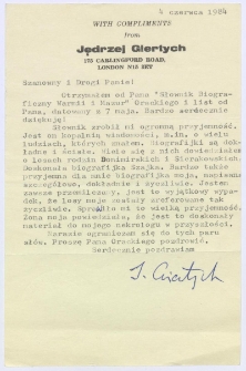 List Jędrzeja Giertycha do Jana Chłosty (1984). [5]