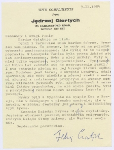 List Jędrzeja Giertycha do Jana Chłosty (1984). [6]