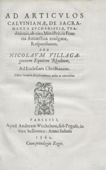 Ad articulos Calvinianae de Sacramento Eucharistiae traditionis