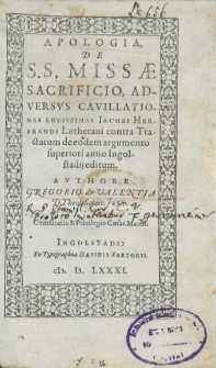 Apologia de s.s. Missae Sacrificio