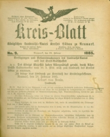 Kreis-Blatt des Königlichen Landraths-Amtes Kreises Löbau. z Neumark 1885, nr 9