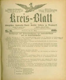 Kreis-Blatt des Königlichen Landraths-Amtes Kreises Löbau. z Neumark 1885, nr 13