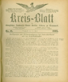 Kreis-Blatt des Königlichen Landraths-Amtes Kreises Löbau. z Neumark 1885, nr 15