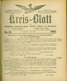 Kreis-Blatt des Königlichen Landraths-Amtes Kreises Löbau. z Neumark 1885, nr 18