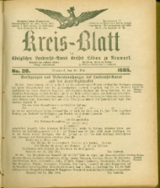Kreis-Blatt des Königlichen Landraths-Amtes Kreises Löbau. z Neumark 1885, nr 20