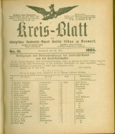 Kreis-Blatt des Königlichen Landraths-Amtes Kreises Löbau. z Neumark 1885, nr 21