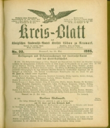 Kreis-Blatt des Königlichen Landraths-Amtes Kreises Löbau. z Neumark 1885, nr 22