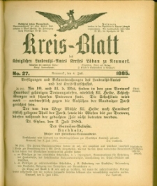 Kreis-Blatt des Königlichen Landraths-Amtes Kreises Löbau. z Neumark 1885, nr 27