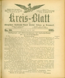 Kreis-Blatt des Königlichen Landraths-Amtes Kreises Löbau. z Neumark 1885, nr 30