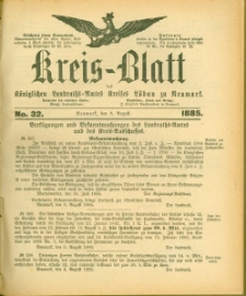 Kreis-Blatt des Königlichen Landraths-Amtes Kreises Löbau. z Neumark 1885, nr 32