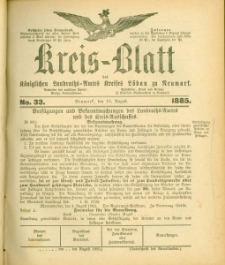Kreis-Blatt des Königlichen Landraths-Amtes Kreises Löbau. z Neumark 1885, nr 33