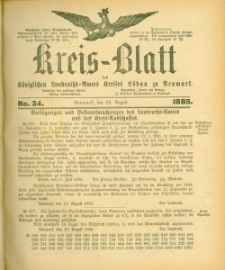 Kreis-Blatt des Königlichen Landraths-Amtes Kreises Löbau. z Neumark 1885, nr 34