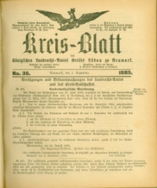 Kreis-Blatt des Königlichen Landraths-Amtes Kreises Löbau. z Neumark 1885, nr 36