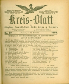 Kreis-Blatt des Königlichen Landraths-Amtes Kreises Löbau. z Neumark 1885, nr 37