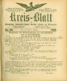 Kreis-Blatt des Königlichen Landraths-Amtes Kreises Löbau. z Neumark 1885, nr 39