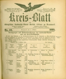 Kreis-Blatt des Königlichen Landraths-Amtes Kreises Löbau. z Neumark 1885, nr 40
