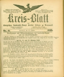 Kreis-Blatt des Königlichen Landraths-Amtes Kreises Löbau. z Neumark 1885, nr 41
