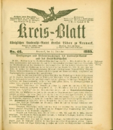 Kreis-Blatt des Königlichen Landraths-Amtes Kreises Löbau. z Neumark 1885, nr 46