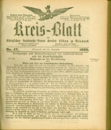 Kreis-Blatt des Königlichen Landraths-Amtes Kreises Löbau. z Neumark 1885, nr 47