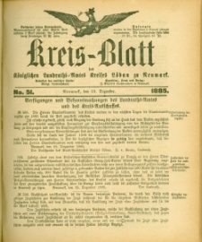 Kreis-Blatt des Königlichen Landraths-Amtes Kreises Löbau. z Neumark 1885, nr 51