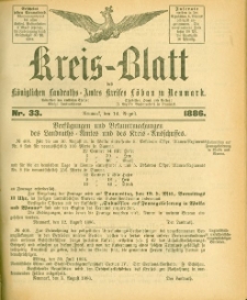 Kreis-Blatt des Königlichen Landraths-Amtes Kreises Löbau. z Neumark, 1886, nr 33