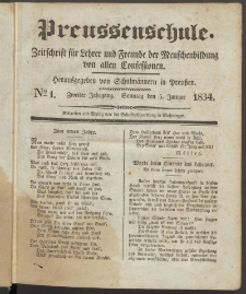 Preußenschule : Zeitschrift für Lehrer und Freunde der Menschenbildung von allen Confessionen : herausgegeben vor Schulmännern in Preußen, 1834, nr 1