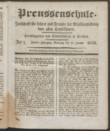 Preußenschule : Zeitschrift für Lehrer und Freunde der Menschenbildung von allen Confessionen : herausgegeben vor Schulmännern in Preußen, 1834, nr 2