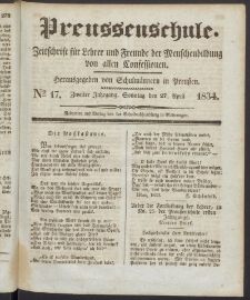 Preußenschule : Zeitschrift für Lehrer und Freunde der Menschenbildung von allen Confessionen : herausgegeben vor Schulmännern in Preußen, 1834, nr 17