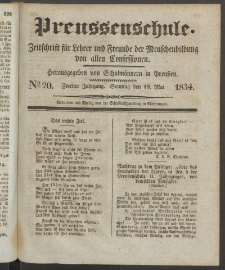 Preußenschule : Zeitschrift für Lehrer und Freunde der Menschenbildung von allen Confessionen : herausgegeben vor Schulmännern in Preußen, 1834, nr 20