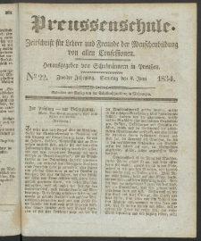 Preußenschule : Zeitschrift für Lehrer und Freunde der Menschenbildung von allen Confessionen : herausgegeben vor Schulmännern in Preußen, 1834, nr 22