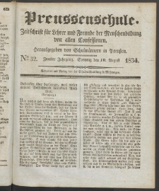 Preußenschule : Zeitschrift für Lehrer und Freunde der Menschenbildung von allen Confessionen : herausgegeben vor Schulmännern in Preußen, 1834, nr 32