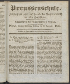 Preußenschule : Zeitschrift für Lehrer und Freunde der Menschenbildung von allen Confessionen : herausgegeben vor Schulmännern in Preußen, 1834, nr 38