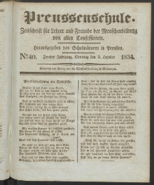 Preußenschule : Zeitschrift für Lehrer und Freunde der Menschenbildung von allen Confessionen : herausgegeben vor Schulmännern in Preußen, 1834, nr 40
