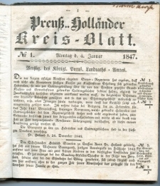 Preuss. Hollander Kreiss Blatt 1847-01-04