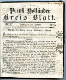 Preuss. Hollander Kreiss Blatt 1847-01-18