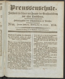 Preußenschule : Zeitschrift für Lehrer und Freunde der Menschenbildung von allen Confessionen : herausgegeben vor Schulmännern in Preußen, 1834, nr 41