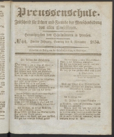 Preußenschule : Zeitschrift für Lehrer und Freunde der Menschenbildung von allen Confessionen : herausgegeben vor Schulmännern in Preußen, 1834, nr 44