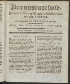 Preußenschule : Zeitschrift für Lehrer und Freunde der Menschenbildung von allen Confessionen : herausgegeben vor Schulmännern in Preußen, 1834, nr 49