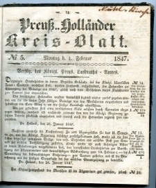 Preuss. Hollander Kreiss Blatt 1847-02-01