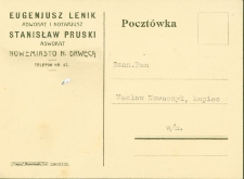 Pocztówka do p. Wacława Nowaczyka dot. przetargów komorniczych