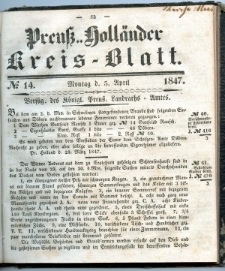 Preuss. Hollander Kreiss Blatt 1847-04-05