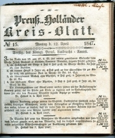 Preuss. Hollander Kreiss Blatt 1847-04-12