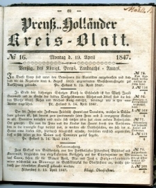 Preuss. Hollander Kreiss Blatt 1847-04-19